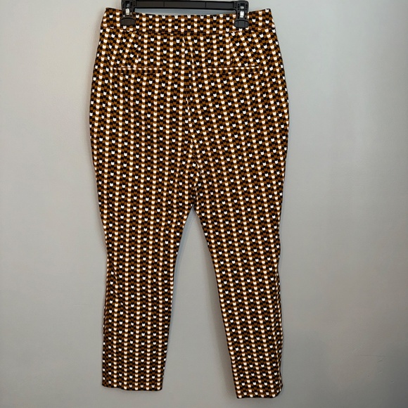 EUC Anthropologie Maeve Maeve Slim Ponte Pants Brown Dot Size 12 - Picture 8 of 9
